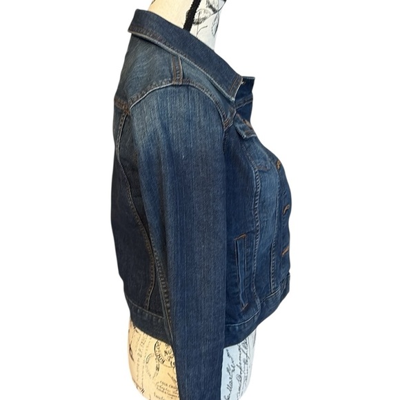 LOFT Jean Jacket Cropped Tailored Medium Wash Blue Size XS - Picture 3 of 5